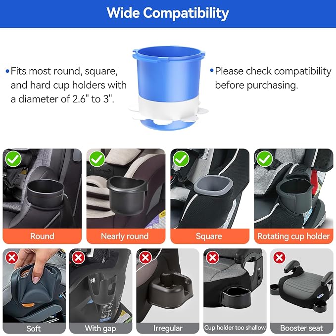 2 Pack Car Seat Cup Holder Snack Tray: Travel Tray for Kids Car Seat Food Tray for Kids Travel, Toddler Carseat Eating Plate Table, Kid Road Trip Table Essentials Accessories, Pink+Blue