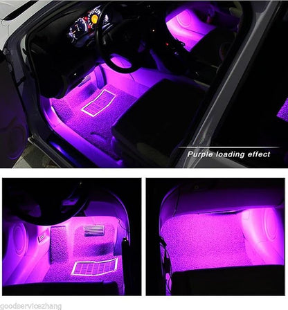 Car LED Strip Light, EJ's SUPER CAR 4pcs 48 LED Car Interior Lights Under Dash Lighting Waterproof Kit,Atmosphere Neon Lights Strip for Car,DC 12V(Pink)