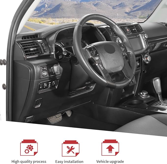 JeCar 27pcs Full Set Carbon Fiber Interior Trim Kit for 2010-2019 Toyota 4Runner Interior Accessories
