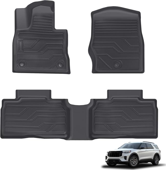 KARPAL Floor Mats for 2020-2026 Ford Explorer 6 & 7 Seats, Custom Fit TPE All Weather Ford Explorer Accessories 1st & 2nd Row Floor Liner