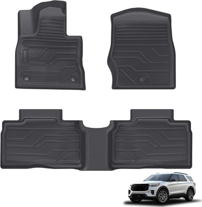 KARPAL Floor Mats for 2020-2026 Ford Explorer 6 & 7 Seats, Custom Fit TPE All Weather Ford Explorer Accessories 1st & 2nd Row Floor Liner