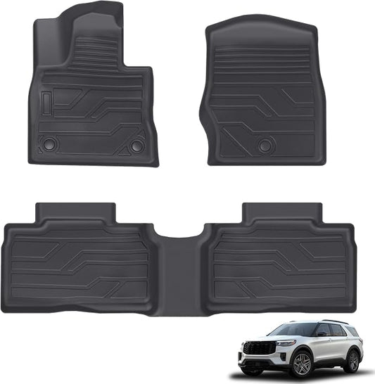 KARPAL Floor Mats for 2020-2026 Ford Explorer 6 & 7 Seats, Custom Fit TPE All Weather Ford Explorer Accessories 1st & 2nd Row Floor Liner
