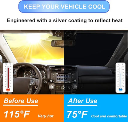 Windshield Sun Shade for Toyota 4Runner 2010-2024, Front Window Sun Visor, 310T Reflective Polyester, Blocks UV & Heat, Foldable with Storage Pouch, Car Interior Accessories
