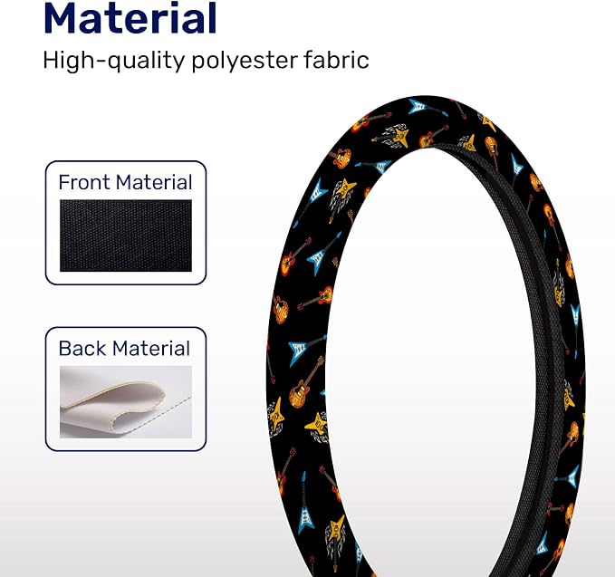 GENANY Guitarist Steering Wheel Cover, Non Slip Polyester Car Wheel Protector for Car SUV Truck, Universal 15 Inch