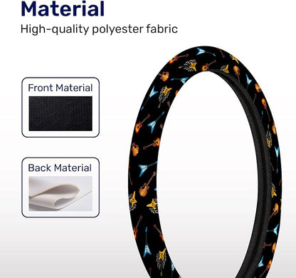 GENANY Guitarist Steering Wheel Cover, Non Slip Polyester Car Wheel Protector for Car SUV Truck, Universal 15 Inch