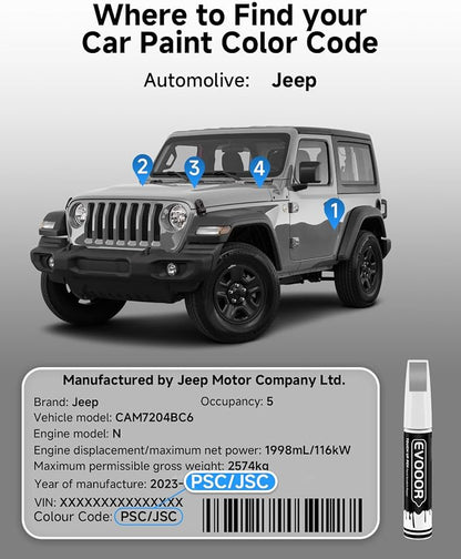 PSC/JSC Billet Silver Metallic Touch Up Paint Compatible with JeepExact Match 2 in 1 Touch up Paint for Chips and Nicks Repair