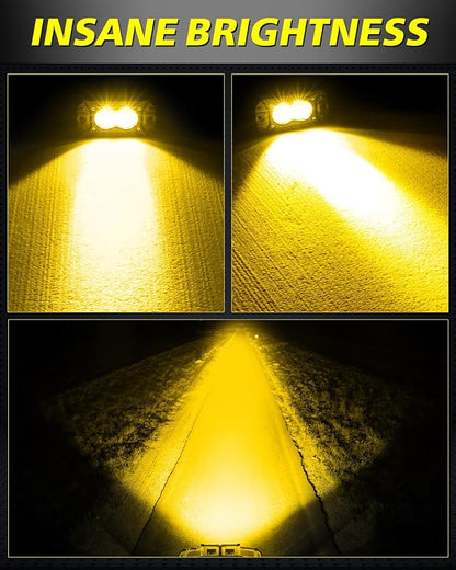 Amber Flush Mount LED Pods, AKD Part Spot CREE LED Flush Mount Fog Lights 40W Amber Chase Lights Bumper Driving Backup Reverse Light Pods for Trucks Pickup SUV UTV ATV Snowmobile
