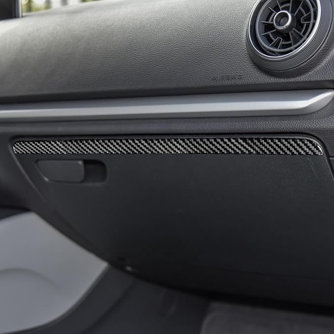 Real Premium Carbon Fiber Sticker Compatible with Audi A3 S3 RS3 8V 2013 2014 2015 2016 2017 2018 2019 Car co-Pilot Side Glove Box Storage Box Decor Trim Auto Interior Accessories Decal Black