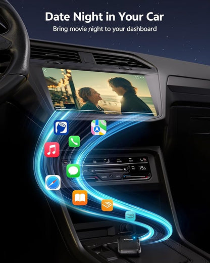 ZUCWO Wireless CarPlay Adapter Video Box with Android Auto, Convert Wired CarPlay to Wireless, Plug & Play Dongle for Cars 2016+, iOS 10+ & Android 11+,Gray