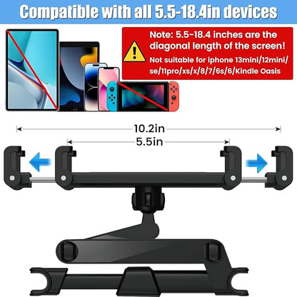 najiaxiaowu PC Tablet Mounts 2 Pack Tablet Holder for Car,ipad Headrest Mount for 5.5-18.4 Inch ipad/Phones Car Tablets Holder with 360°Rotating Adjustable,Black
