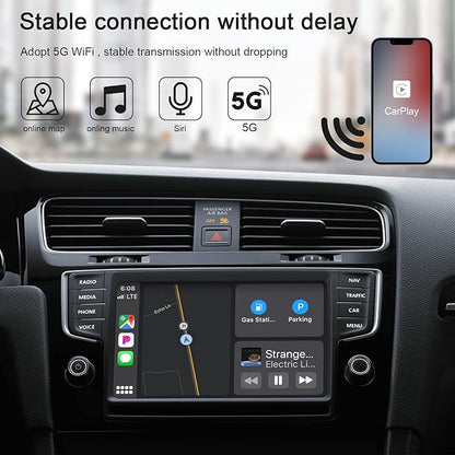 Wireless CarPlay Adapter for Apple Convert OEM Wired to Wireless CarPlay | CarPlay Wireless Adapter Compatible with iPhone 6 and Above, iOS 10+, From 2017 and Later Car, Auto Connect Plug and Play