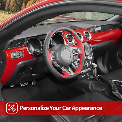 CheroCar for Mustang Center Console Dashboard Panel Trim Cover Kit Meter Frame Interior Decoration Accessories for Ford Mustang 2015-2025 (Red)