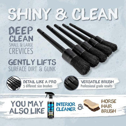 Voodoo Ride ® VR-1028 Five-Piece Detailing Brush Set Synthetic Bristles for Interior/Exterior use
