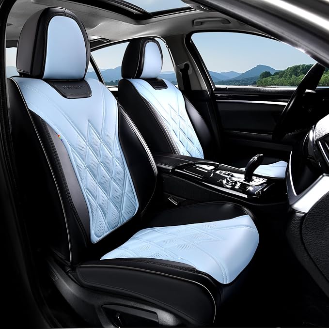 Coverado Car Seat Covers, Front Covers for Cars, Car Seat Cover Front Seats, Car Seat Protector Waterproof, Leather Car Seat Cushion, Universal Interior Covers Seat Protectors for Most Cars Purple