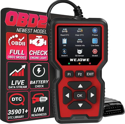 WEJOWE Upgraded OBD2 Scanner Diagnostic Tool, Check Engine Code Reader OBD2 Scanner with Reset, Auto Check Engine Light Mode 6, Mode 8 & I/M Car Diagnostic Scan Tool for All OBDII Car