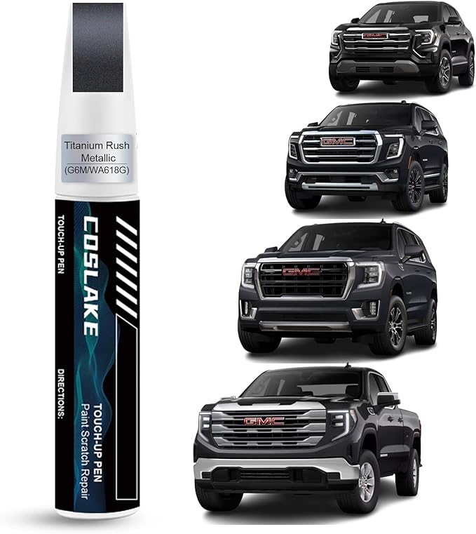 Car Touch Up Paint(Titanium Rush Metallic(G6M/WA618G)) for GMC, Car Paint Scratch Repair Kit, Quick & Easy Solution to Repair, 2 in 1 Scratch Remover Pen with Color-Matched
