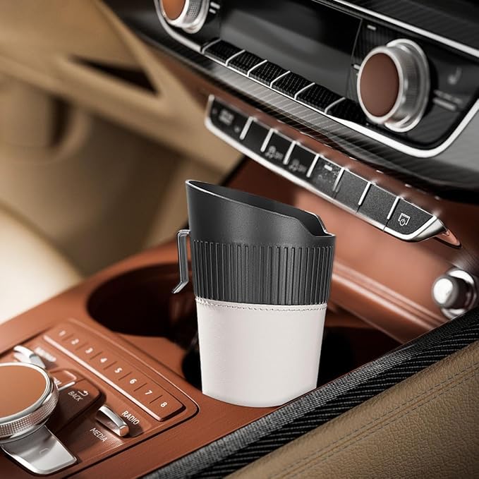 Car Trash Can, Mini Leakproof Vehicle Cup Holder Garbage Container Bin, Portable Automotive Interior Door Trash Storage Organizer Accessories, Universal for Sedan Truck SUV (White)