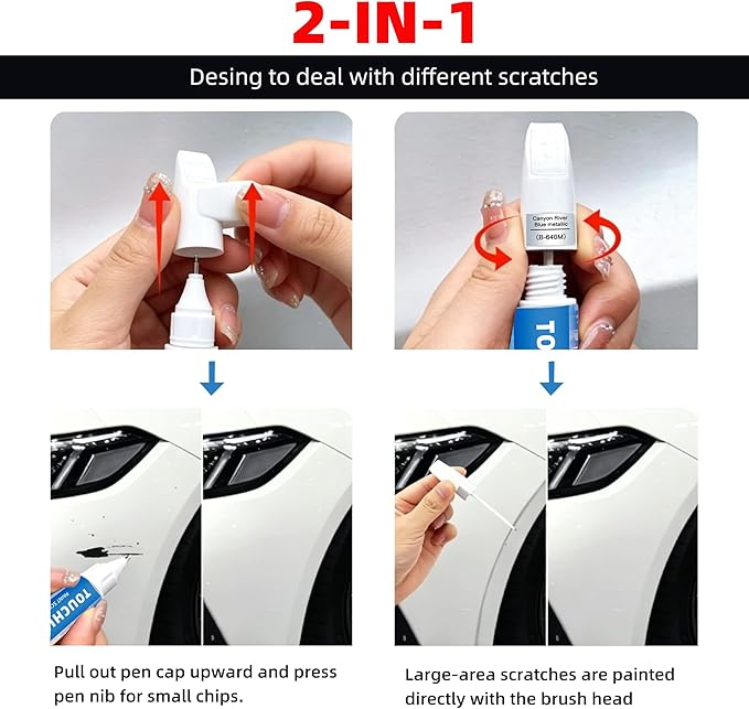 Wind Chill Pearl Tricoat(089) Touch Up Paint for Toyota 2-in-1 Car Scratch Repair Pen for Rock Chips, Door Scratches & Paint Nicks Exact Color Match Quick Dry DIY Fix for RAV4 Camry Corolla