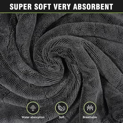 ZAID Car Drying Towel 1200 GSM Microfiber Double Twist Pile & Edgeless Design, 1 Quick & Effortless Dry - 24” x 36”