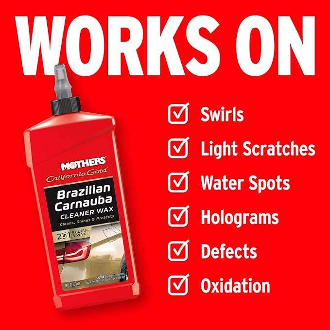 Mothers California Gold Brazilian Carnauba Cleaner Wax, 1 gal. — Cleans & Waxes in One Step, Removes Oxidation & Swirls, Premium Carnauba Shine & Protection for All Paint Finishes (05702)