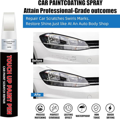 Blizzard Pearl Tricoat(070) Car Touch Up Paint for Toyota 2-in-1 Car Scratch Repair Pen with Fine Tip&Brush, DIY Color-Code Matched Auto Paint for Rock Chips Door Scratches Paint Nicks Bumper Marks