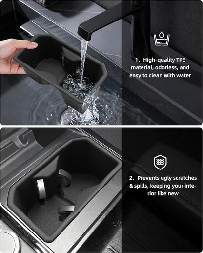 TPE Central Control Cup Holder Insert for 2022-2026 Toyota Tundra(SR/SR5/Limited/TRD Pro), 2024 2025 2026 Toyota Tundra Interior Accessories
