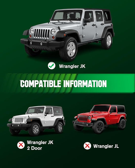 VIWIK Car Floor Mats for Jeep Wrangler JK 2014 2015 2016 2017 2018 (Not for 2 Door/JL), Automotive All Weather Car Mats for 2014-2018 Wrangler JK TPE Rubber Floor Liners Front & Rear