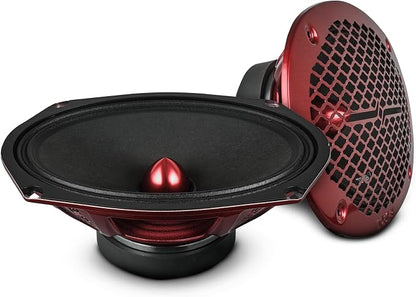 DS18 PRO-X694 BM Loudspeaker - 6x9, Midrange, Red Aluminum Bullet, 400W Max, 200W RMS, 4 Ohms - Premium Quality Audio Door Speakers for Car,Truck and Motorcycle Stereo Sound System (1 Speaker)