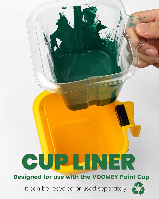 Voomey 13Pc Paint Cups for Painting, Small Paint Bucket Holds 16 oz. of Paint or Stain, Paint Cup, Paint Pail Liner, Brush, Trim Painting Tool, for Finishing Work and Repairs