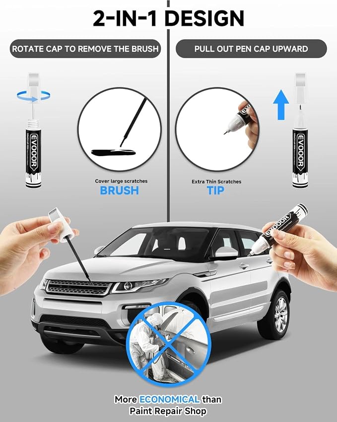 Fuji White (867/1AA/NER) Touch Up Paint Compatible with Land Rover Exact Match 2 in 1 Touch up Paint for Chips and Nicks Repair with 2pcs Disposable Micro Applicators