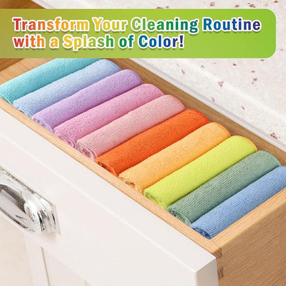 AIDEA Microfiber Cleaning Cloth, 20PK, Colorful Lint-Free Vibrant Cleaning Rags, Microfiber Towels for Cars, Wash Cloths, Dusting Cloth for Home, Window, Cleaning Supplies, 11.5"×11.5"
