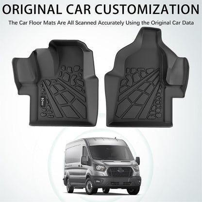 KARPAL Floor Mats for 2020-2026 Ford Transit/E-Transit with Vinyl Flooring (No Transit Connect), Custom Fit TPE All Weather Ford Transit Accessories Front Floor Liner