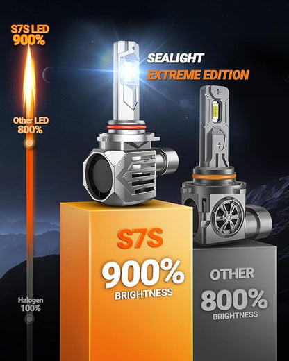 SEALIGHT S7S H9/H8/H11 Fog Lamps, 60000LM Brightest in, 6500K Cool White, 3Mins Easy Installation, 10 Years Lifespan, Plug-N-Play, IP68 Waterproof, 2 Pack