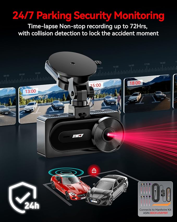 IIWEY 4K+4K Dash Cam Front and Rear, Dual STARVIS Sensor, 5G WiFi-6 (up to 20MB/s) with App, 128G SD Card Included, GPS, Dash Camera for Cars with 24/7 Parking Mode, 3.18 Inch IPS, 170° Wide Angle