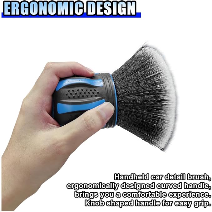 Car Detailing Brush, Ultra Soft Bristles XL Synthetic Brush, Auto Interior Dusting Brush with Storage Rack, Car Cleaning Tool for Vehicle Air Conditioner Vents, Dashboard, Leather (Blue)