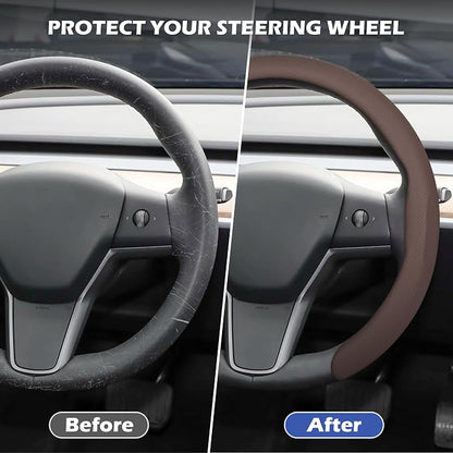 Frani Nappa Leather Steering Wheel Cover,Universal Fit 15 Inch-Premium Non-Slip Breathable Comfort Grip for Cars Trucks SUVs,Anti-Slip Durable Interior Upgrade Cocoa Brown