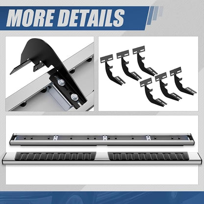 Auto Dynasty Flat Running Boards Compatible with 2009-2024 Dodge Ram 1500 Quad Extended Cab Models, Stainless Steel Side Step Rail Nerf Bars, 6.75" Step Bars, Chrome Polished