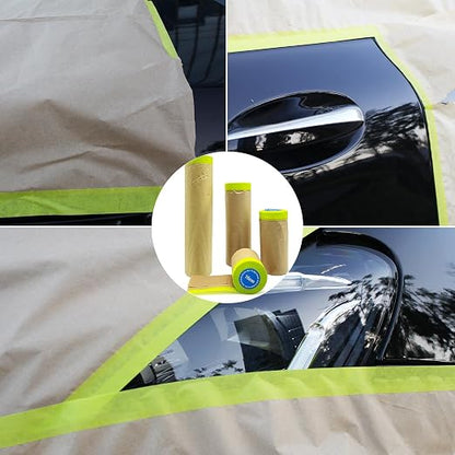 Tape and Drape - Paint Masking Paper, 4 Sizes (6",12",18",24"), 200ft Car & Furniture Protection Covering Paper, Paint Tape, Assorted Masking Paper