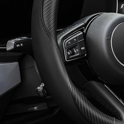 YHONGJT Soft Microfiber Leather Anti-Slip Car Steering Wheel Cover, Universal Fit 15 Inch for Women Girls, Fit Vehicles, Sedans, SUVS, Vans, Trucks - Black