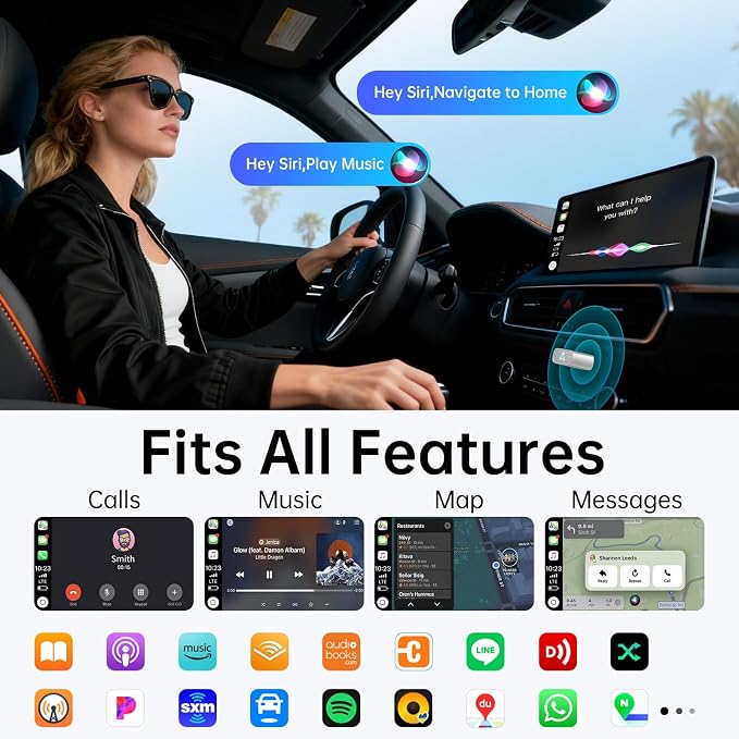 Wireless CarPlay Adapter for iPhone - Stable Connection Plug & Play Convert Wired to Wireless for iOS 10+ and Cars from 2016 USB A/USB C