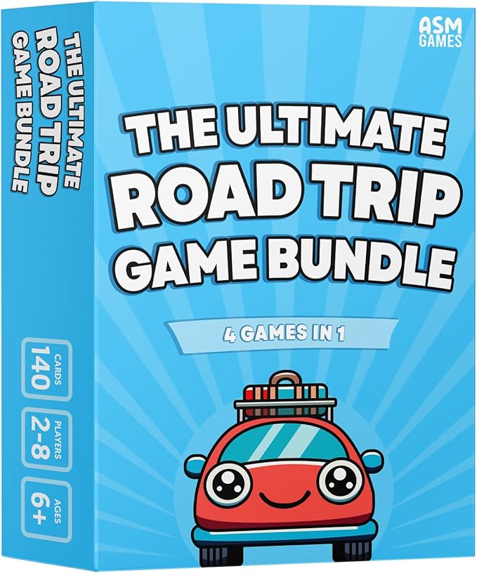 The Ultimate Road Trip Game Bundle, a 4-in-1 Travel Game and Car Game for Kids and Adults, Filled with Must-Have Road Activities
