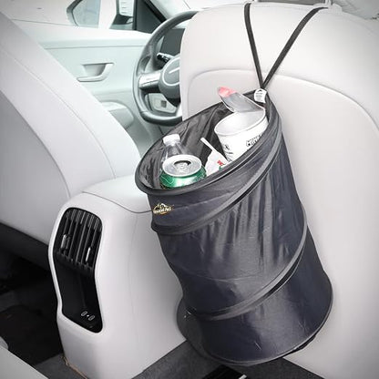 Armor All Car Trash Can, 3.3 Gallon Pop-Up Garbage Bin, Waterproof, Loop for Hanging, Velcro Base, Washable, Metal Frame, Portable Collapsible Design for Easy Storage, 12” Inch High x 9” Inch Wide
