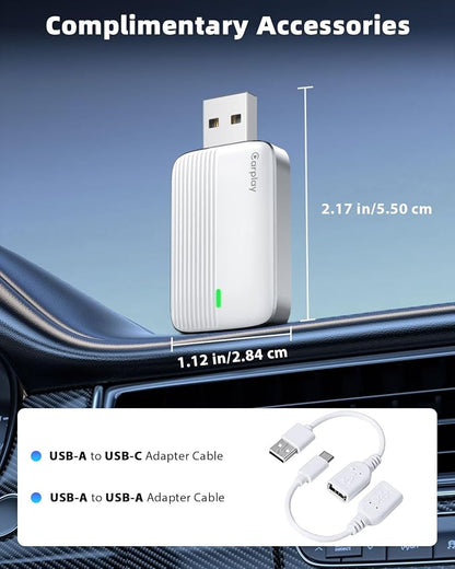 MoKo Wireless CarPlay Adapter for iPhone, 2025 Upgraded Mini Apple CarPlay Adapter, Convert Wired to Wireless, Fast Auto Connect, Stable & Low Latency, for iOS 10+ Cars with Factory CarPlay