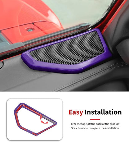 JWWY Interior Trim Kit Full Set Dress-Up Decor Set Center Console Gear Shift Dashboard Panel,Door Window Switch Knob Speaker Cover Trim for 2024–2026 Jeep Wrangler JL JLU & Gladiator JT Purple 28pcs