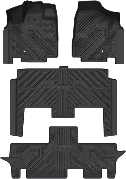 LASFIT Floor Mats for Dodge Grand Caravan 2008-2020 & Chrysler Town & Country 2008-2016 (Stow’n Go Only) 7-Seater All Weather TPE Car Mats 1st, 2nd and 3nd Row Full Set Floor Liners, Black