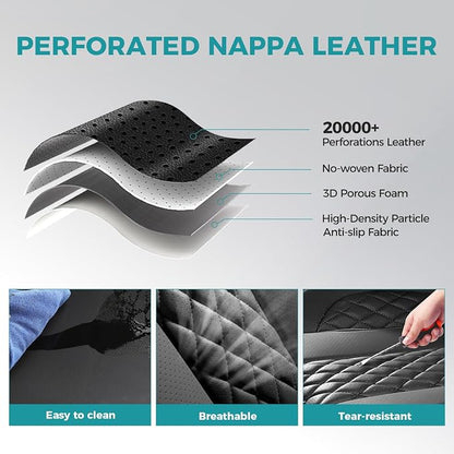Leather Car Seat Covers Full Set, Breathable Faux Leather Seat Covers for Cars SUV Sedan Waterproof Black