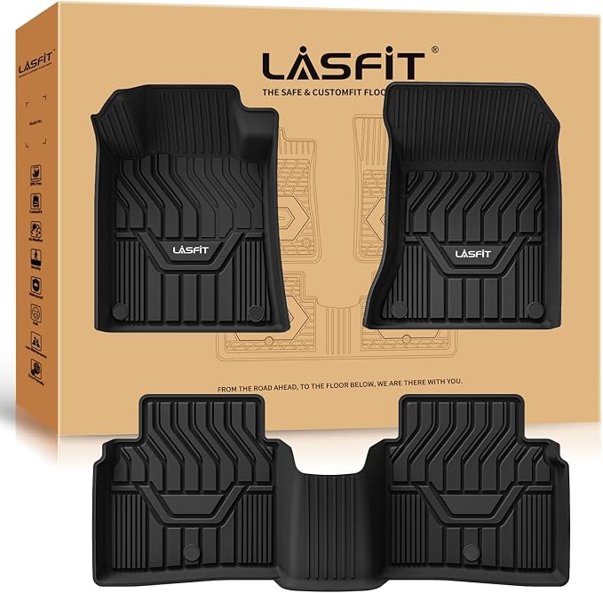 LASFIT Floor Mats for Nissan Altima 2026 2025 2024 2023 2022 2021 2020 2019, Custom Fit All Weather Durable TPE Floor Liners for 2019-2026 Altima S/SL/SR/SV/Platinum 1st & 2nd Row Car Mats,Black