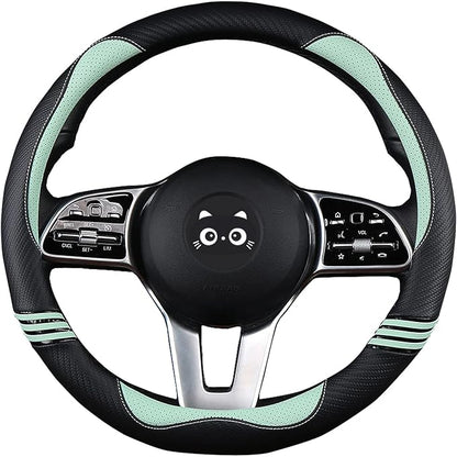 Iwantit® Steering Wheel Cover with Carbon Fiber and Anti-Slip Rubber Ring,Universal Fit 14.5-15 inches for Cars,SUV (Fruit Green)