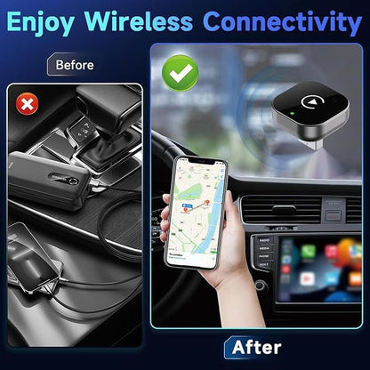 Wireless CarPlay Android Auto 2-in-1 Adapter, Plug & Play Car Dongle Converts Factory Wired to Wireless, Fast Auto Connect, Compact Design, USB A/USB C Compatible(Black)