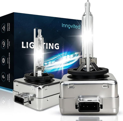 Innovited D1S HID Xenon Headlight Bulbs 6000K Cool White High Low Beam 66144 66140 85140 85415,etc Replacement Bulb - Pack of 2